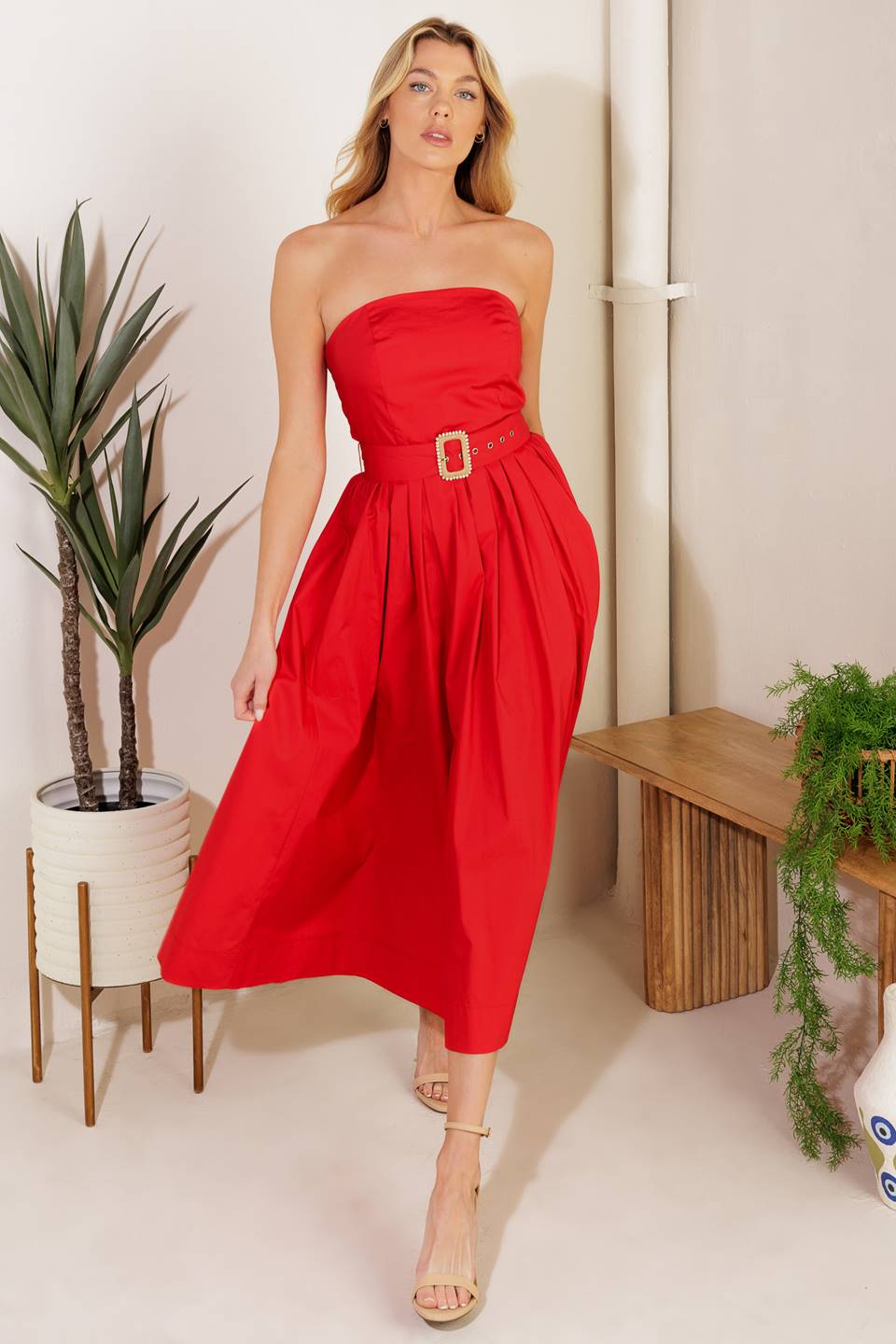 DAYS THAT FADE WOVEN MIDI DRESS Flying Tomato